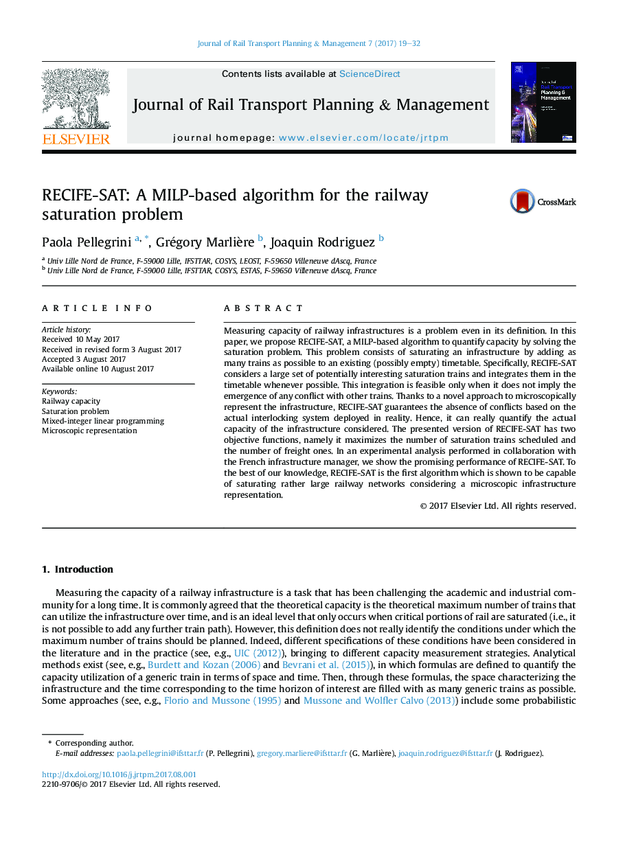 RECIFE-SAT: A MILP-based algorithm for the railway saturation problem