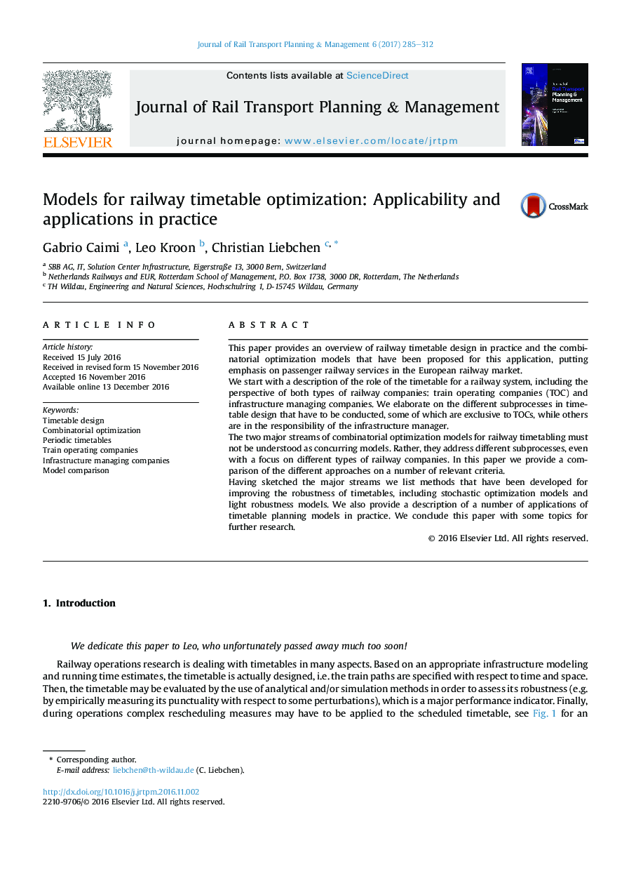 Models for railway timetable optimization: Applicability and applications in practice
