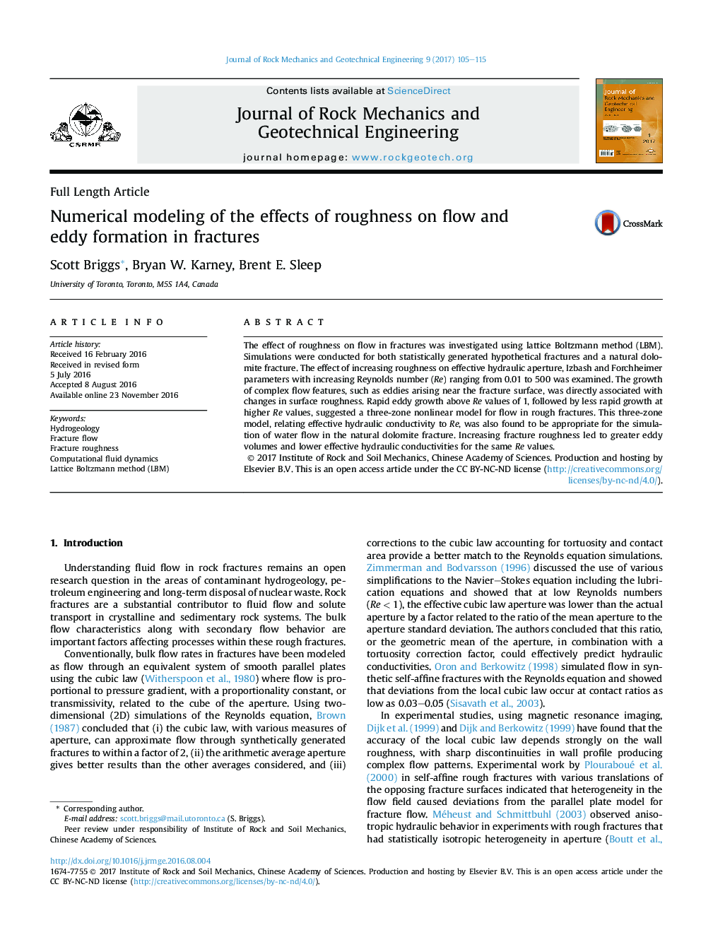 Numerical modeling of the effects of roughness on flow and eddyÂ formation in fractures