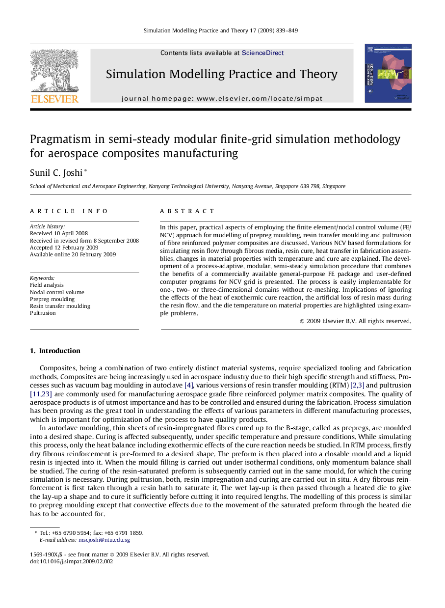 Pragmatism in semi-steady modular finite-grid simulation methodology for aerospace composites manufacturing