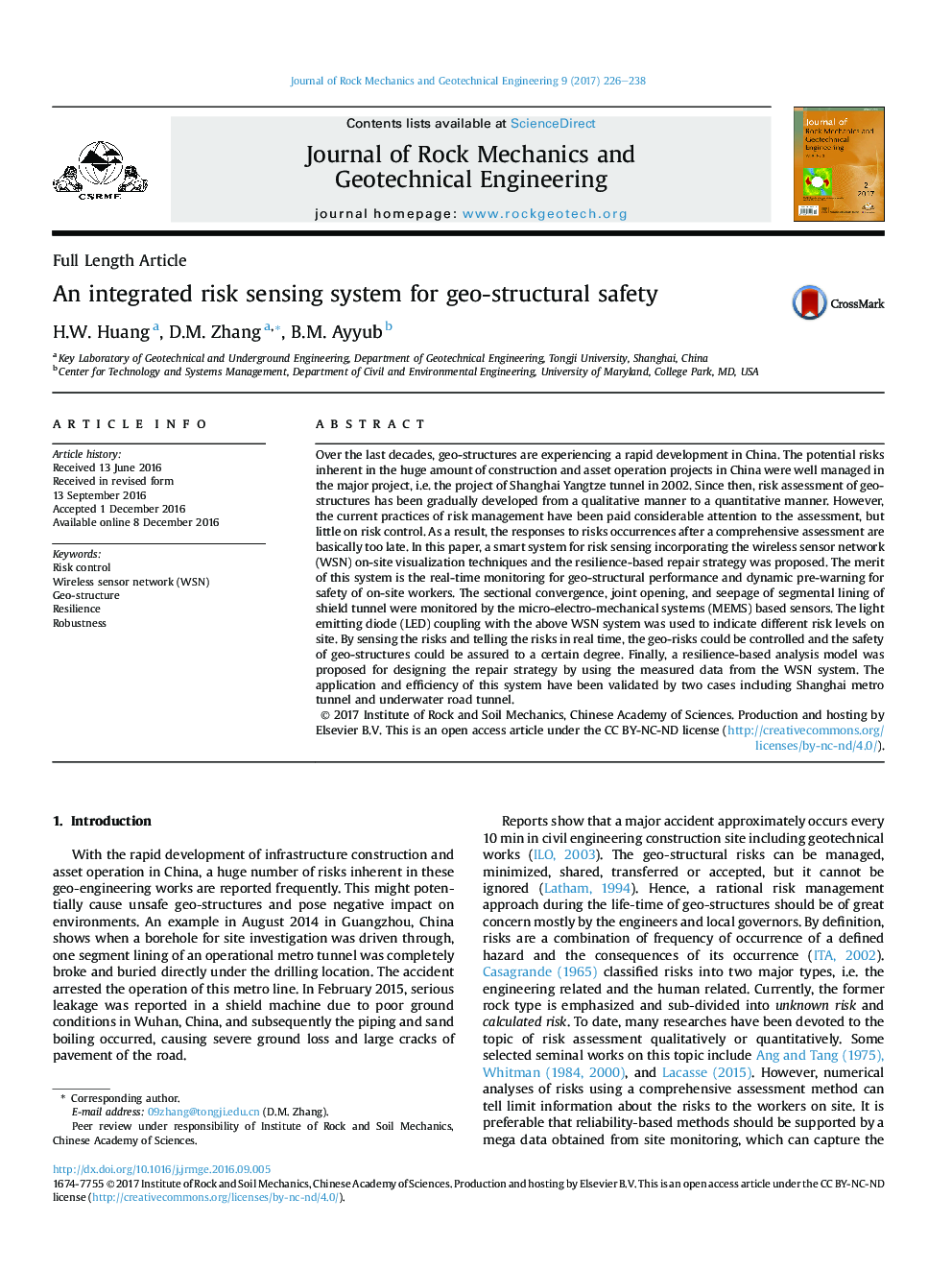 An integrated risk sensing system for geo-structural safety