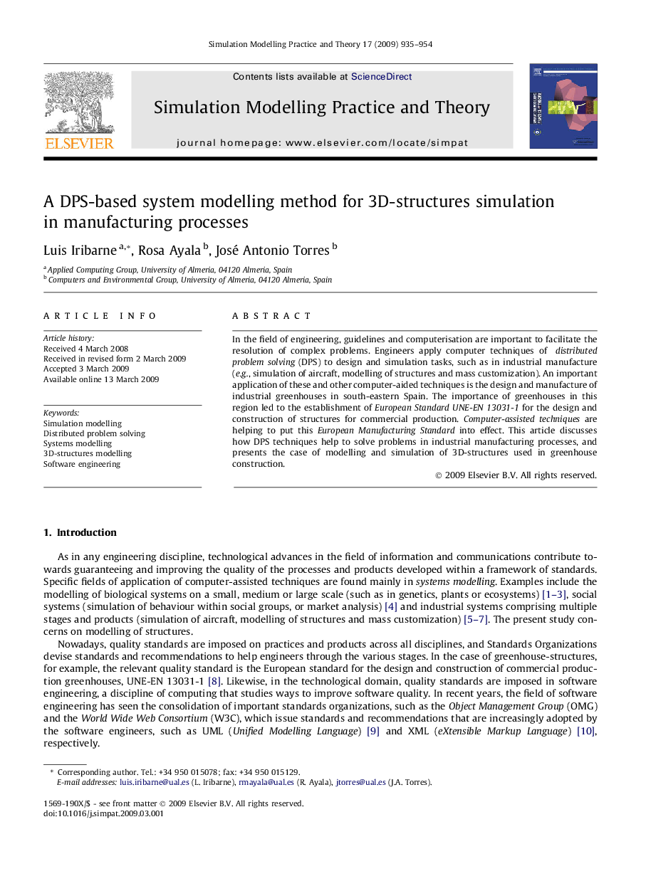 A DPS-based system modelling method for 3D-structures simulation in manufacturing processes