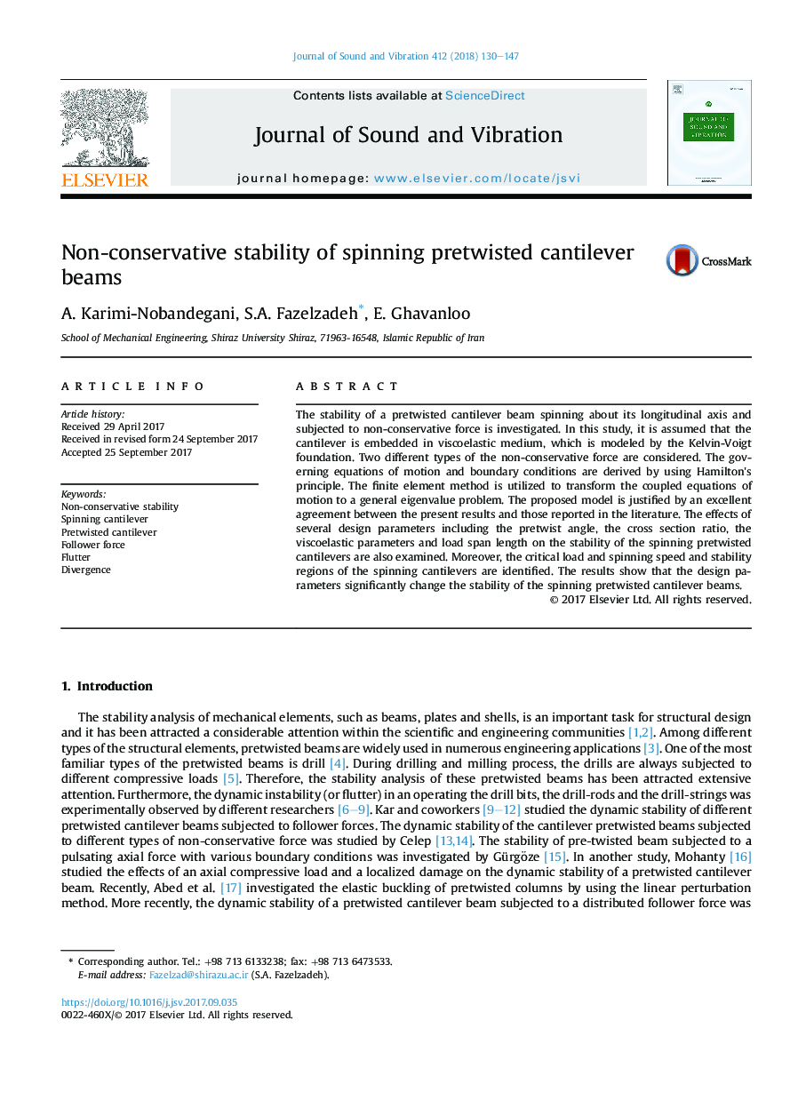 Non-conservative stability of spinning pretwisted cantilever beams