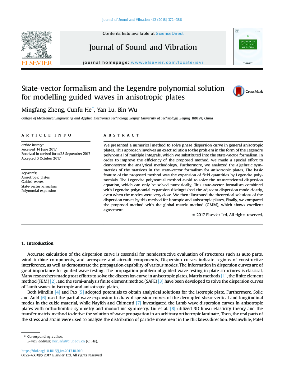 State-vector formalism and the Legendre polynomial solution for modelling guided waves in anisotropic plates