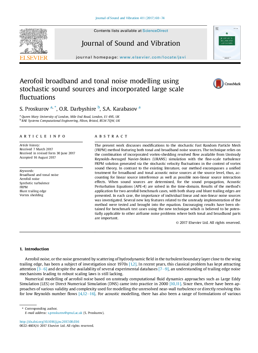 Aerofoil broadband and tonal noise modelling using stochastic sound sources and incorporated large scale fluctuations