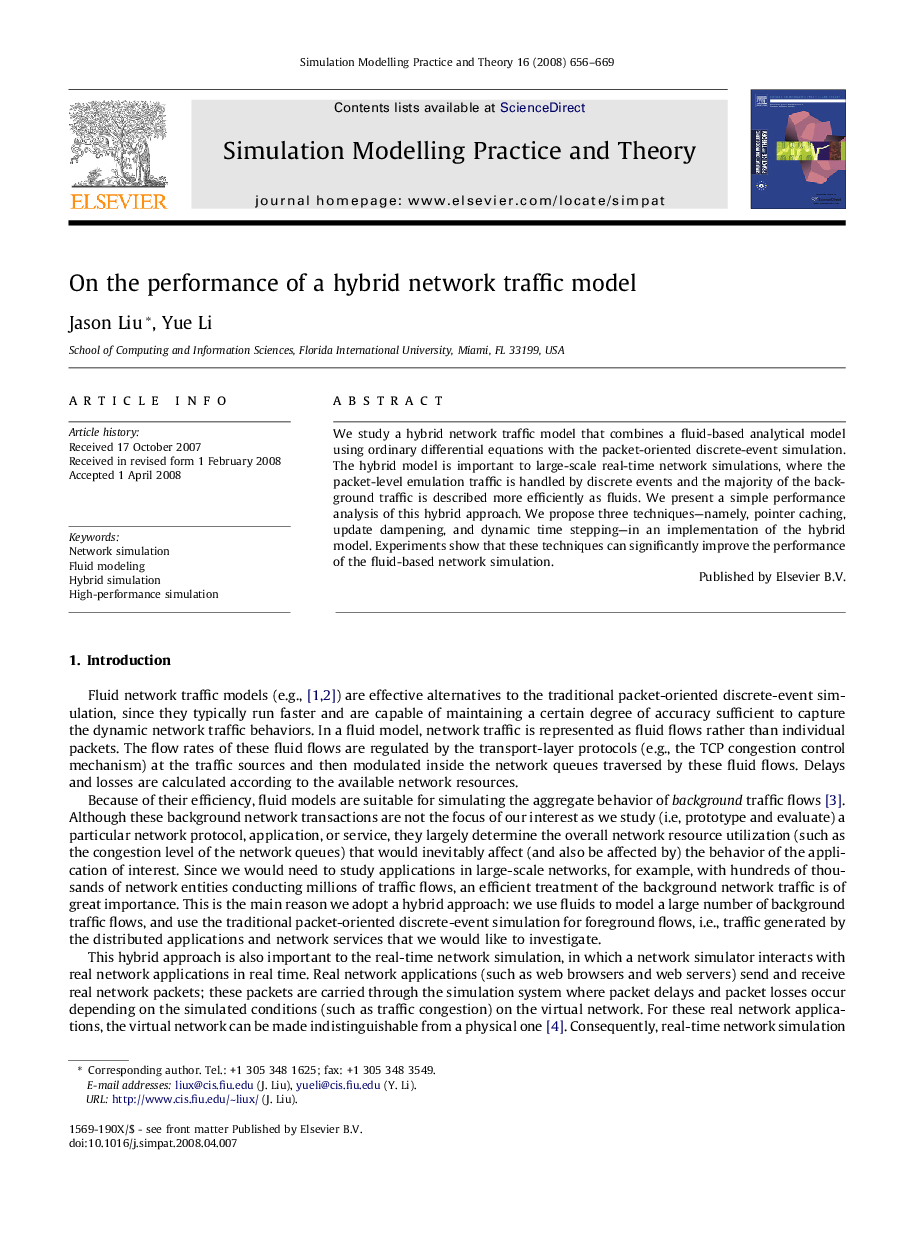 On the performance of a hybrid network traffic model