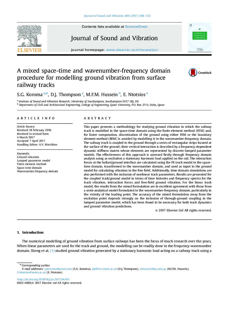 A mixed space-time and wavenumber-frequency domain procedure for modelling ground vibration from surface railway tracks