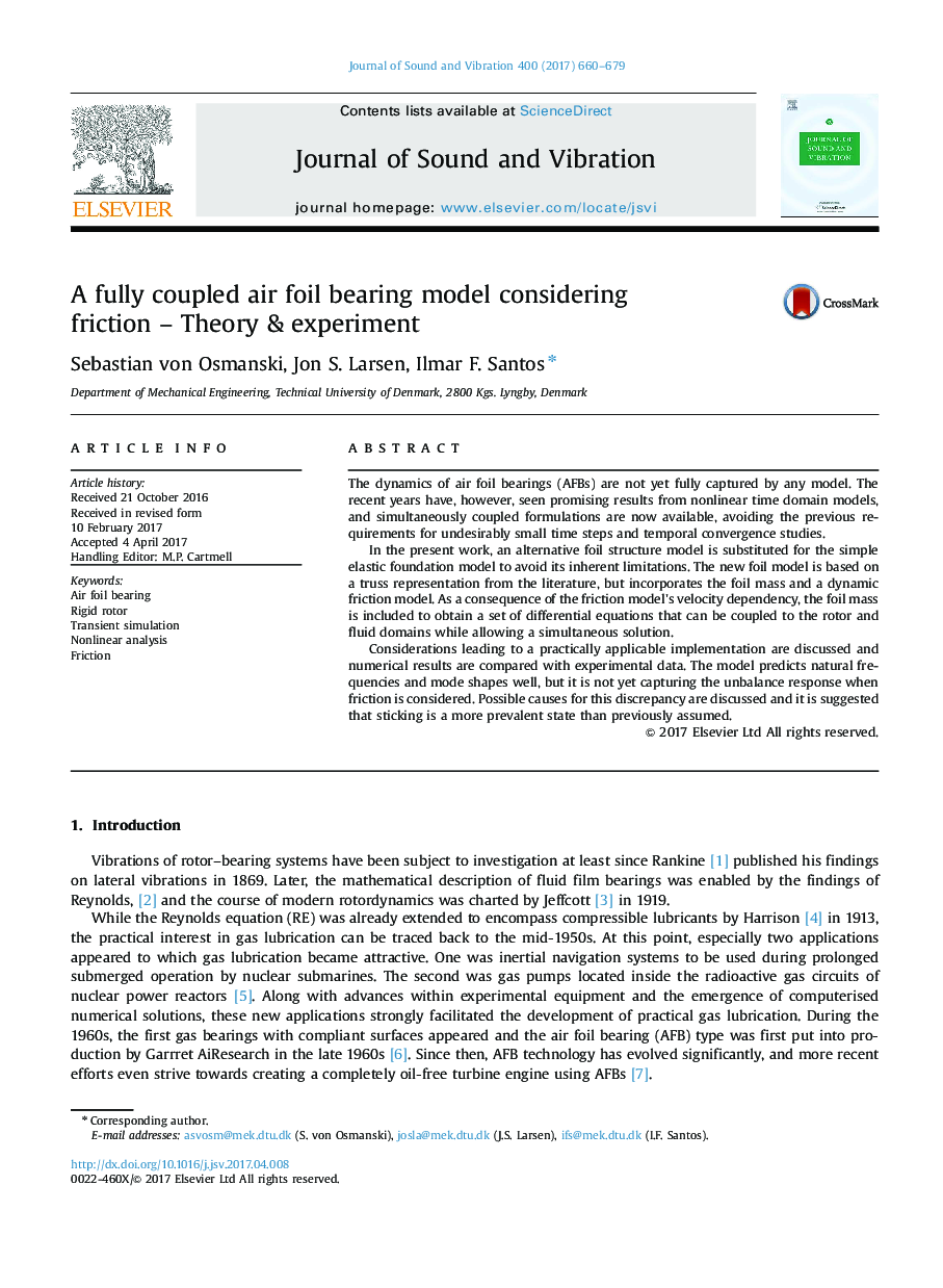 A fully coupled air foil bearing model considering friction - Theory & experiment