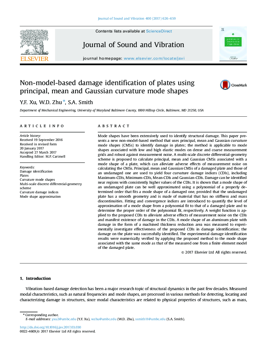 Non-model-based damage identification of plates using principal, mean and Gaussian curvature mode shapes