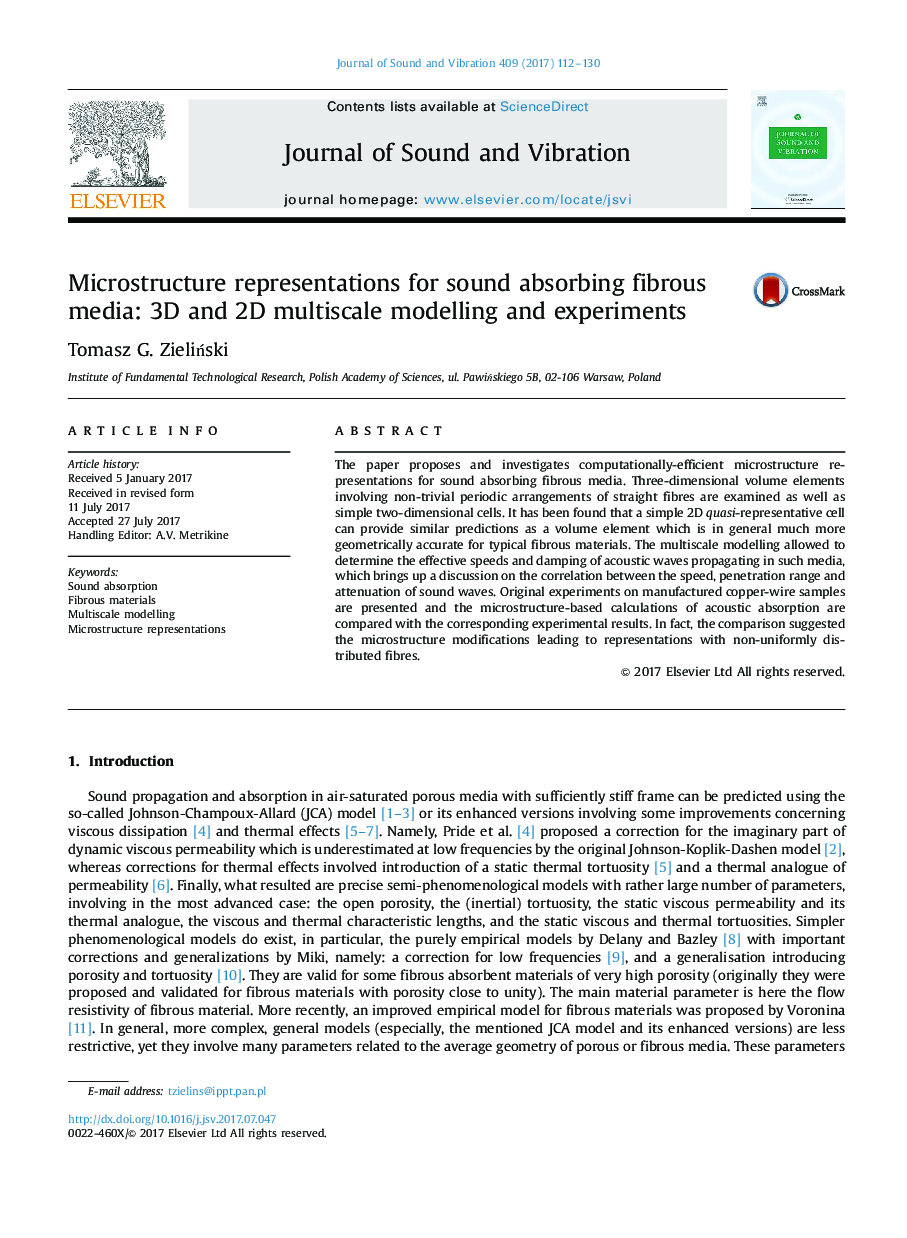 Microstructure representations for sound absorbing fibrous media: 3D and 2D multiscale modelling and experiments