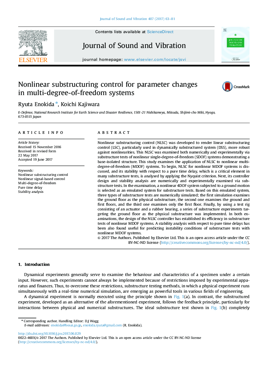 Nonlinear substructuring control for parameter changes in multi-degree-of-freedom systems