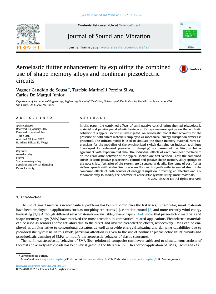 Aeroelastic flutter enhancement by exploiting the combined use of shape memory alloys and nonlinear piezoelectric circuits