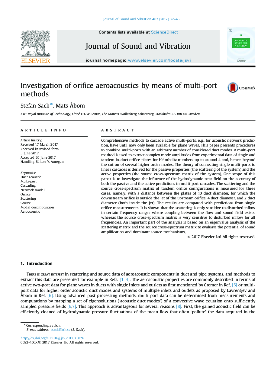 Investigation of orifice aeroacoustics by means of multi-port methods