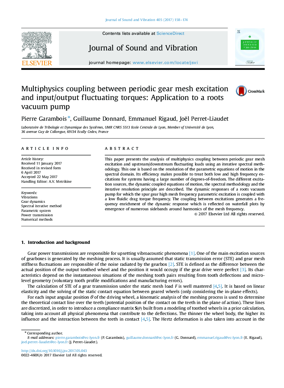 Multiphysics coupling between periodic gear mesh excitation and input/output fluctuating torques: Application to a roots vacuum pump