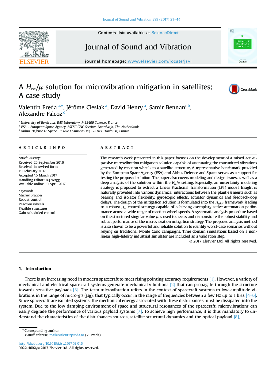 A Hâ/Î¼ solution for microvibration mitigation in satellites: A case study
