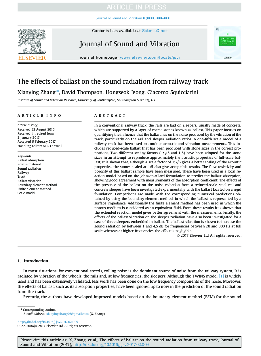 The effects of ballast on the sound radiation from railway track