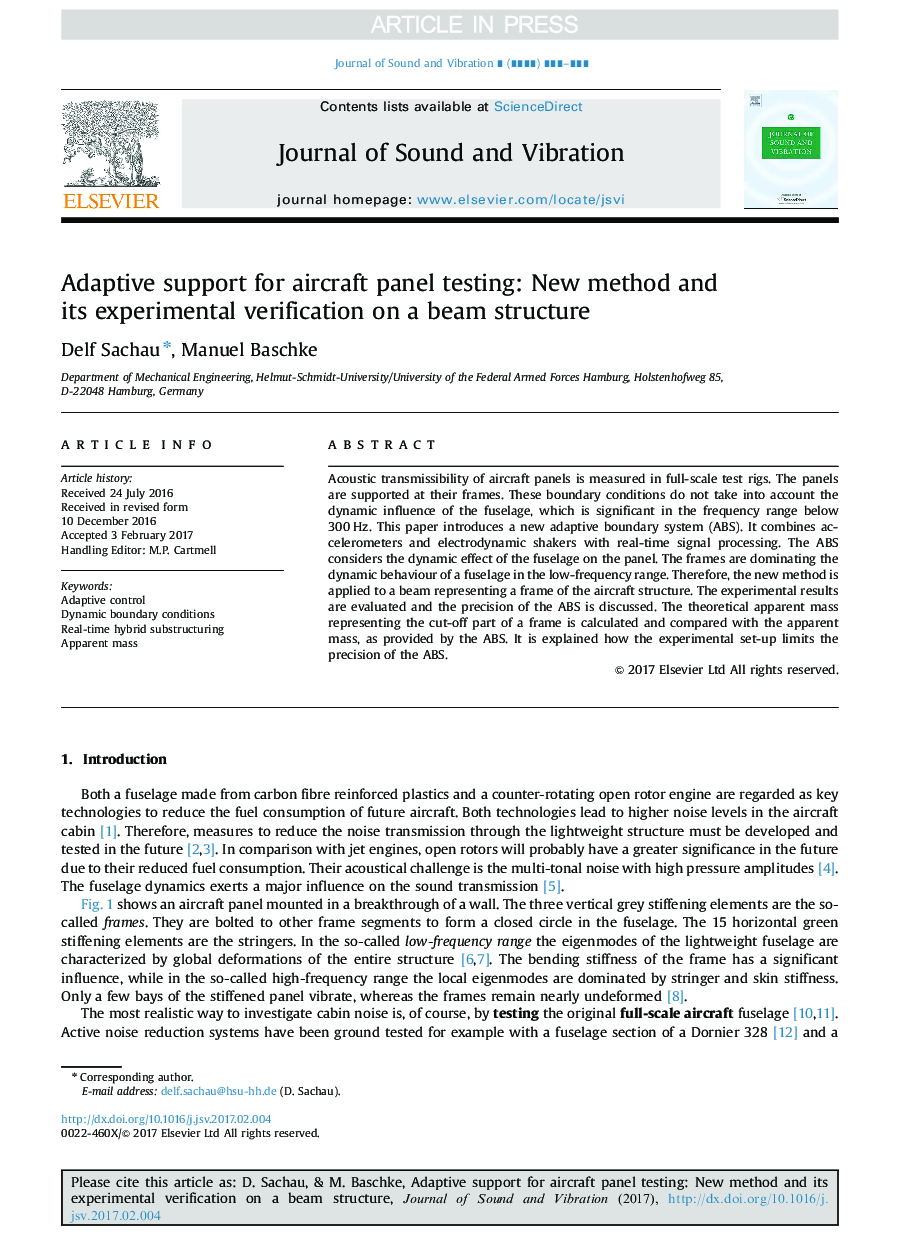 Adaptive support for aircraft panel testing: New method and its experimental verification on a beam structure