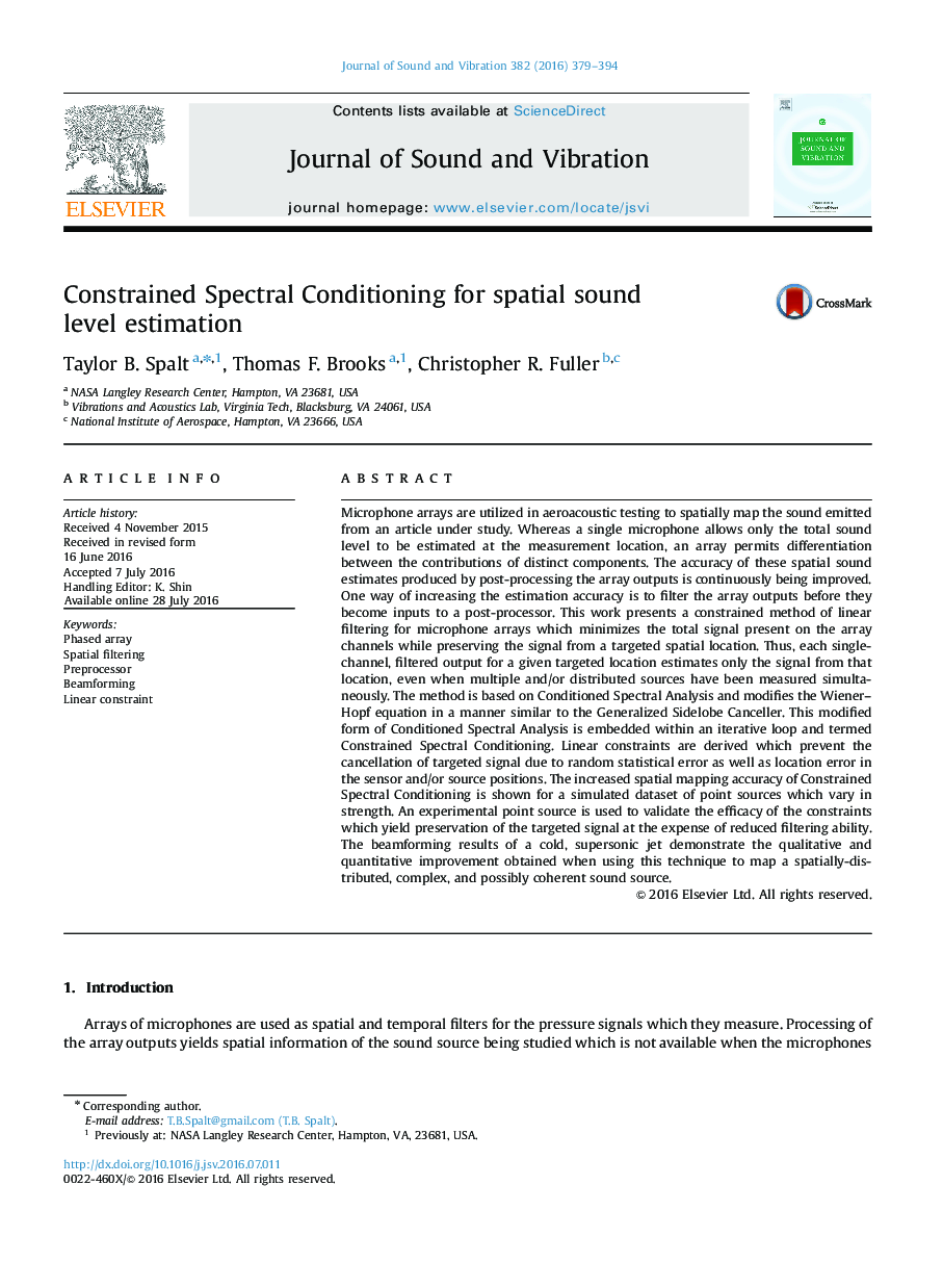 Constrained Spectral Conditioning for spatial sound level estimation