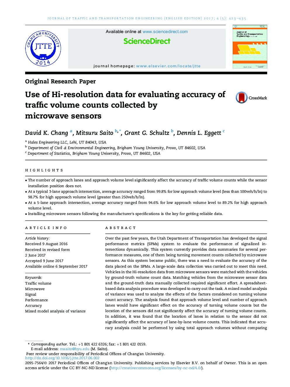 Use of Hi-resolution data for evaluating accuracy of traffic volume counts collected by microwave sensors