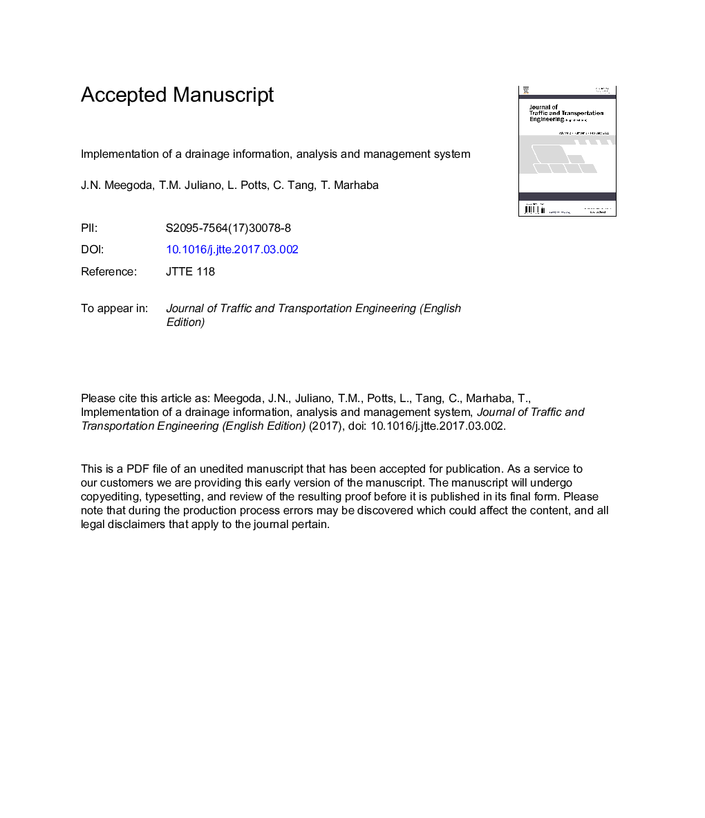 Implementation of a drainage information, analysis and management system