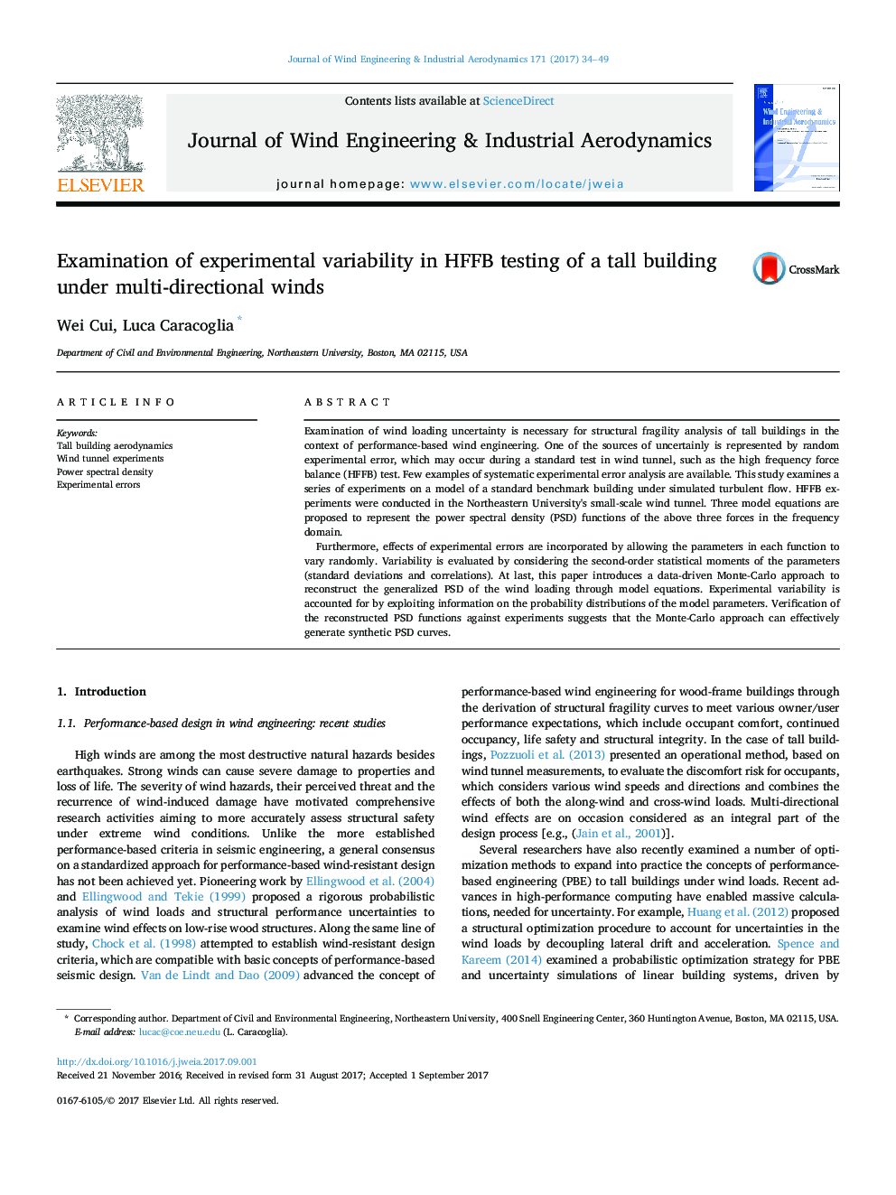 Examination of experimental variability in HFFB testing of a tall building under multi-directional winds