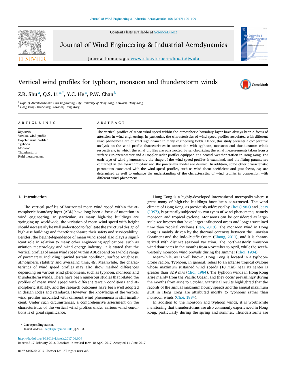 Vertical wind profiles for typhoon, monsoon and thunderstorm winds