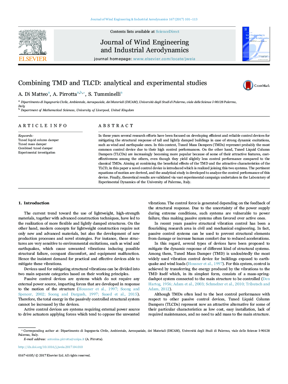 Combining TMD and TLCD: analytical and experimental studies