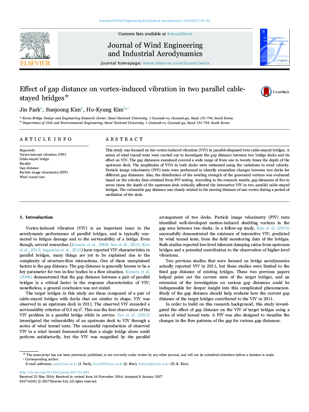 Effect of gap distance on vortex-induced vibration in two parallel cable-stayed bridges