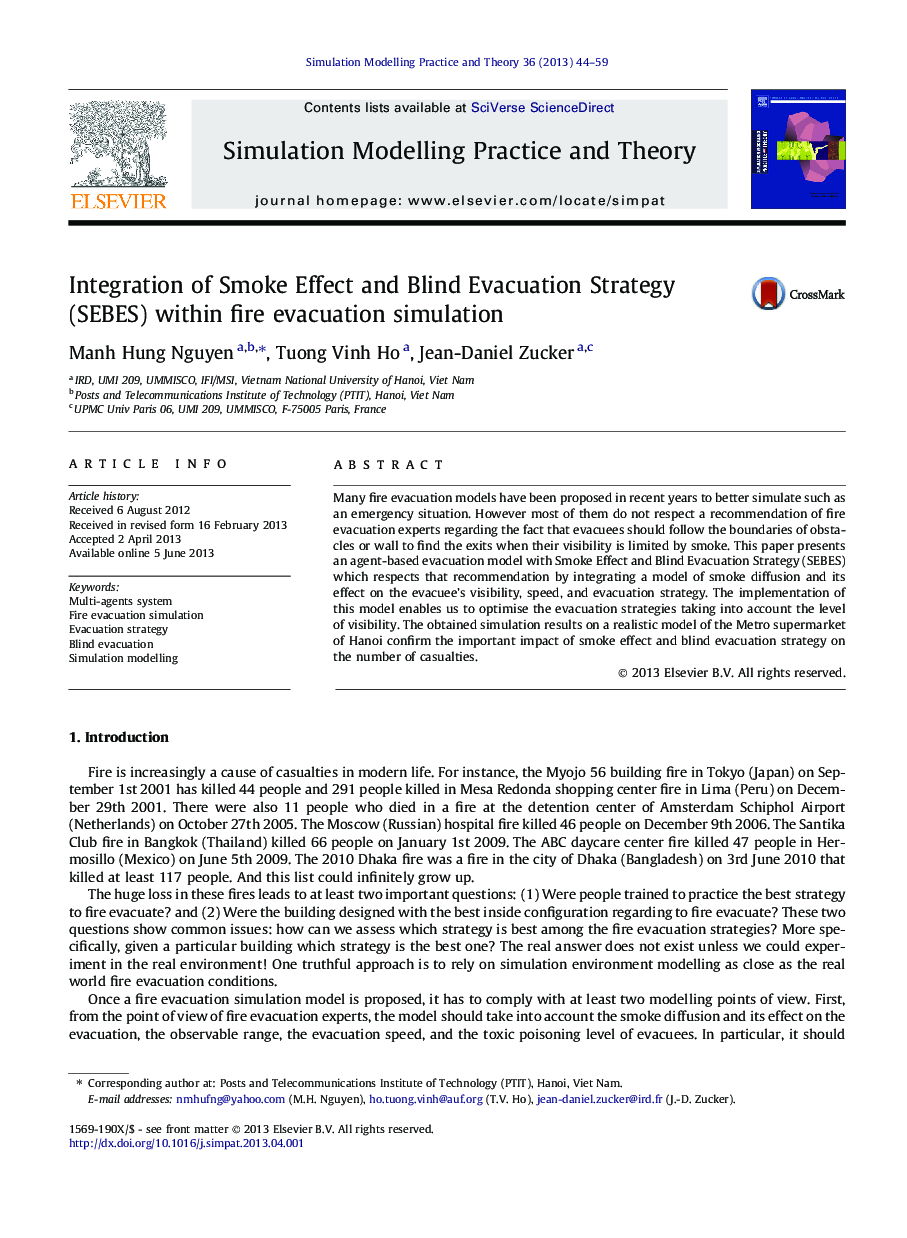 Integration of Smoke Effect and Blind Evacuation Strategy (SEBES) within fire evacuation simulation