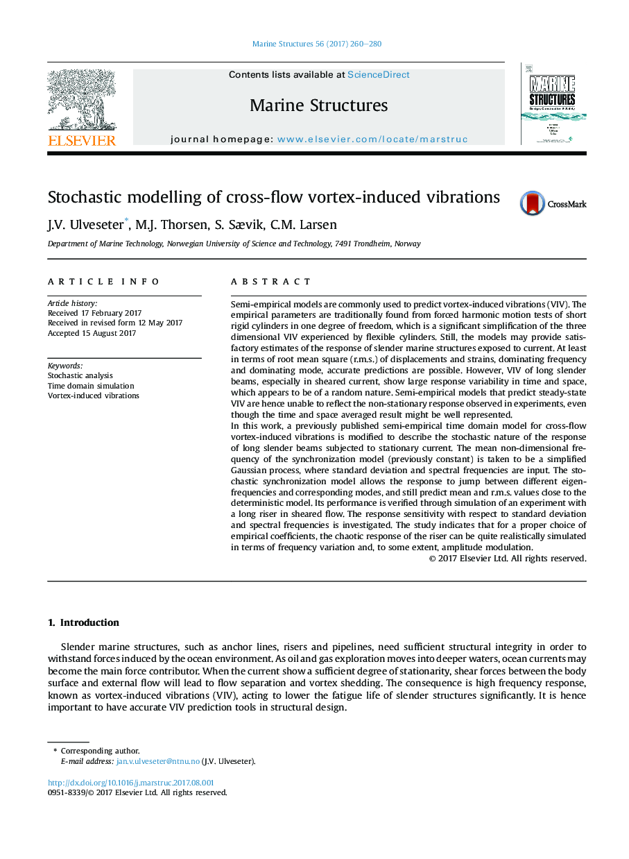 Stochastic modelling of cross-flow vortex-induced vibrations