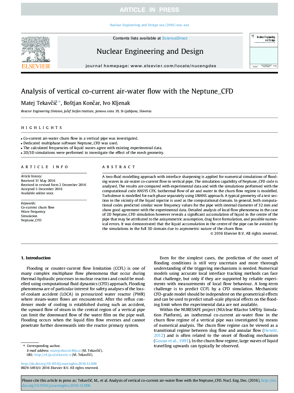 Analysis of vertical co-current air-water flow with the Neptune_CFD