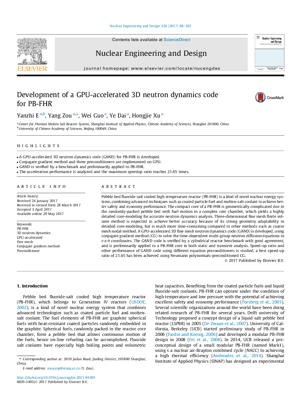 Development of a GPU-accelerated 3D neutron dynamics code for PB-FHR