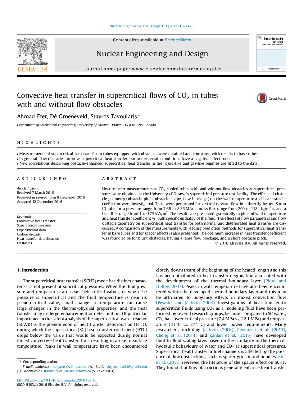 Convective heat transfer in supercritical flows of CO2 in tubes with and without flow obstacles