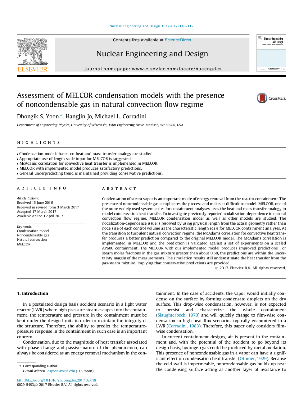 Assessment of MELCOR condensation models with the presence of noncondensable gas in natural convection flow regime