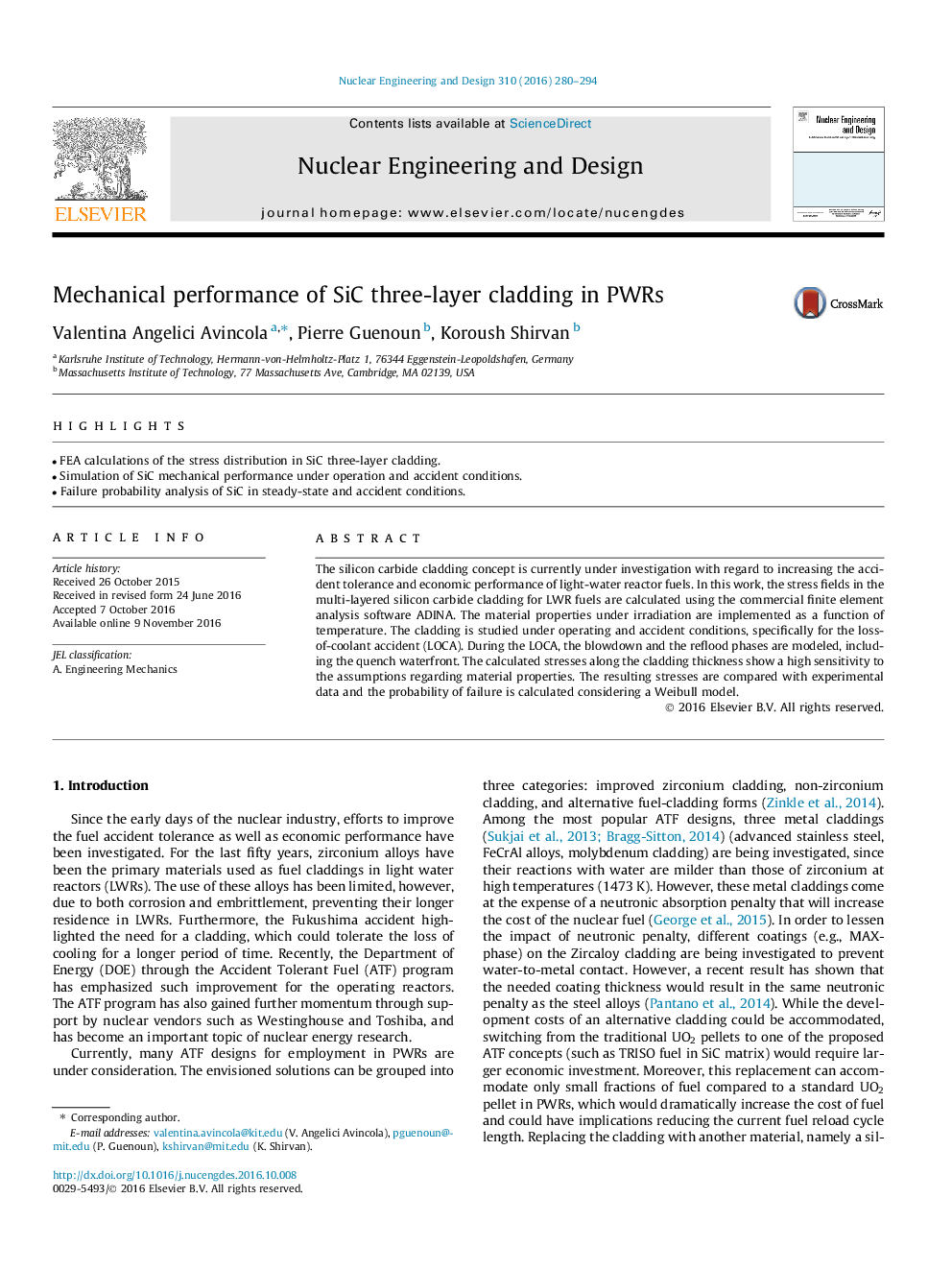 Mechanical performance of SiC three-layer cladding in PWRs