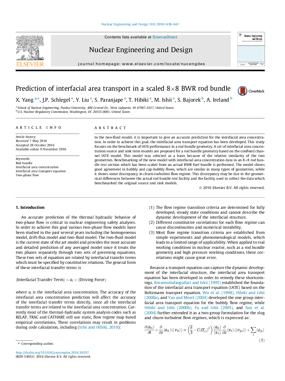 Prediction of interfacial area transport in a scaled 8Ã8 BWR rod bundle