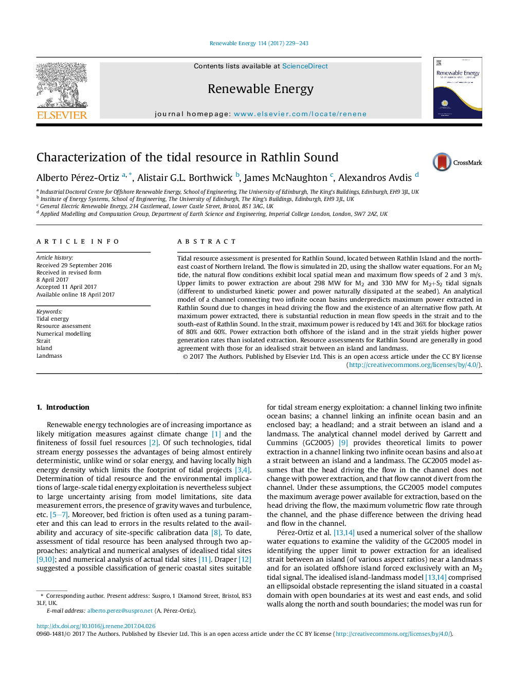 Characterization of the tidal resource in Rathlin Sound