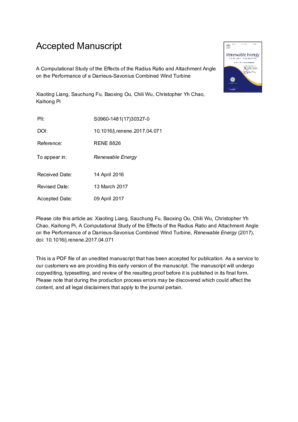 A computational study of the effects of the radius ratio and attachment angle on the performance of a Darrieus-Savonius combined wind turbine