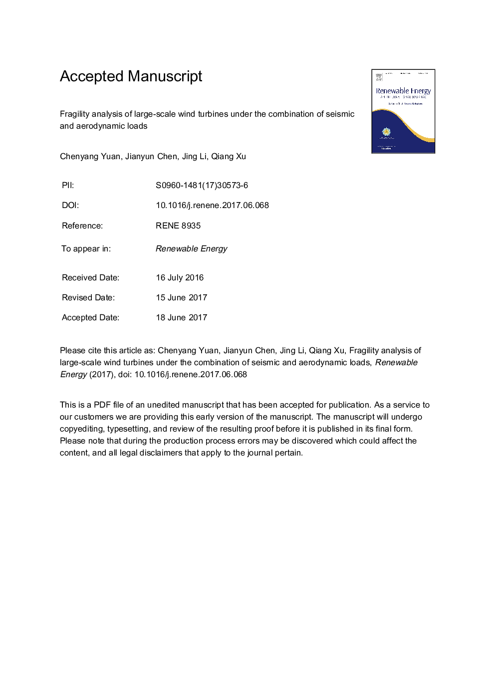 Fragility analysis of large-scale wind turbines under the combination of seismic and aerodynamic loads