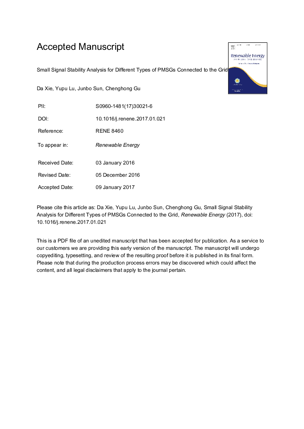 Small signal stability analysis for different types of PMSGs connected to the grid