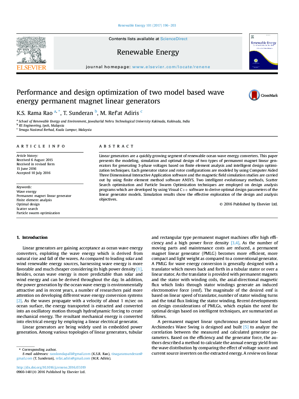 Performance and design optimization of two model based wave energy permanent magnet linear generators