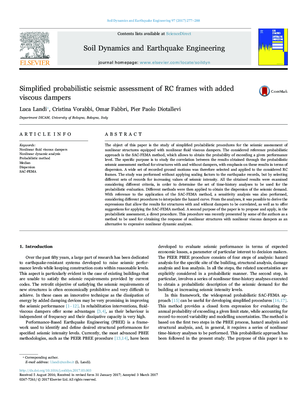 Simplified probabilistic seismic assessment of RC frames with added viscous dampers