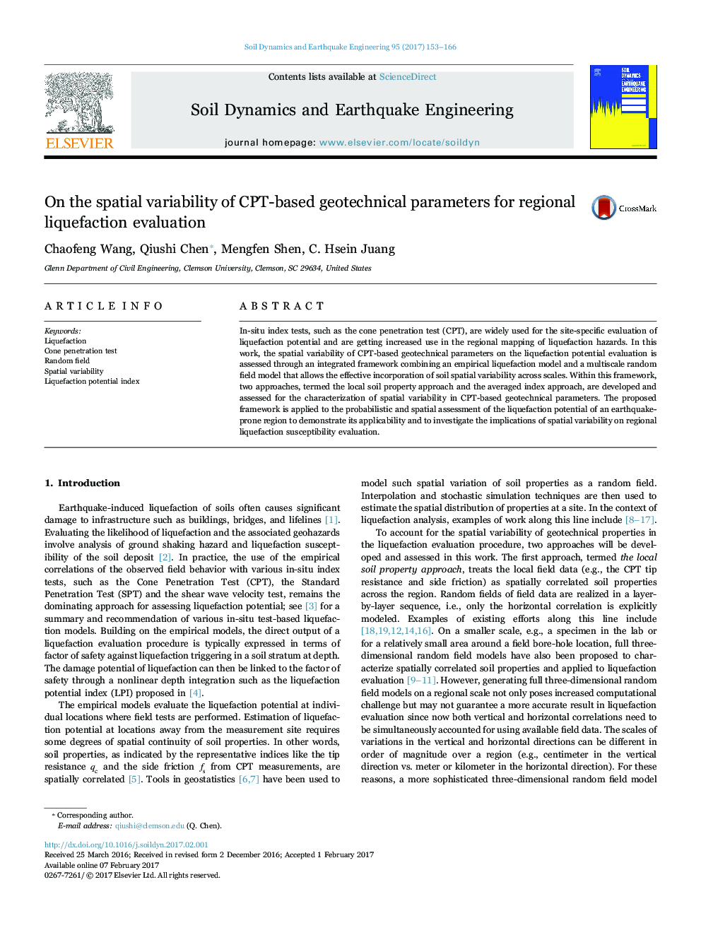 On the spatial variability of CPT-based geotechnical parameters for regional liquefaction evaluation