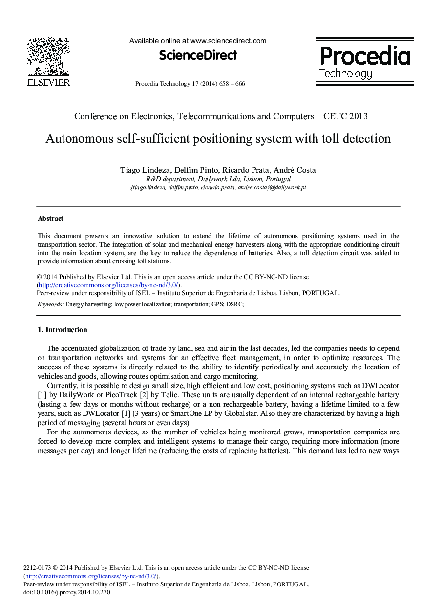 Autonomous Self-sufficient Positioning System with Toll Detection 