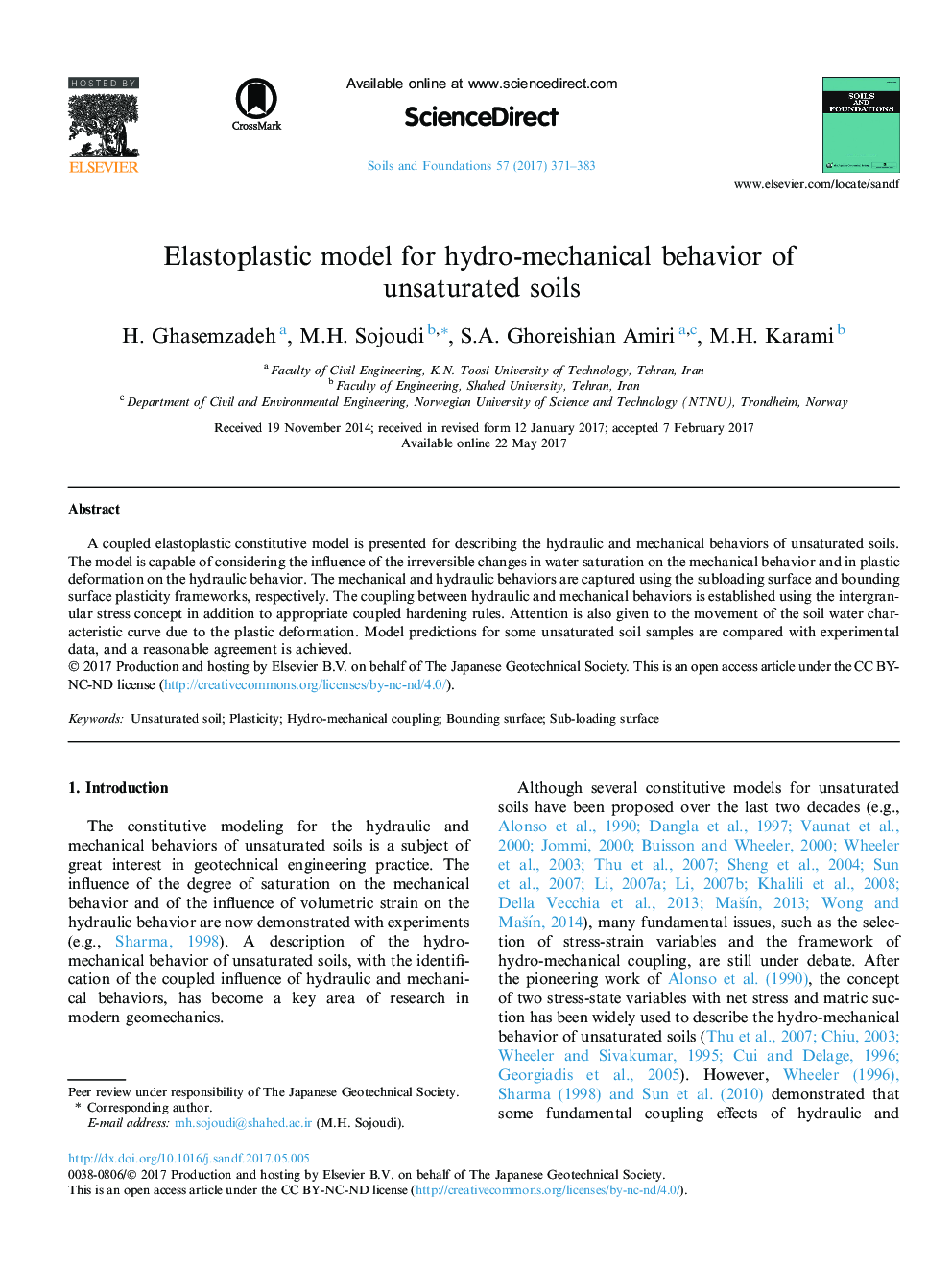 Elastoplastic model for hydro-mechanical behavior of unsaturated soils