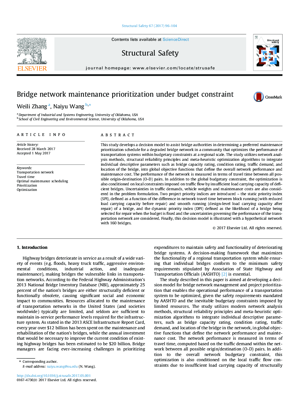 Bridge network maintenance prioritization under budget constraint