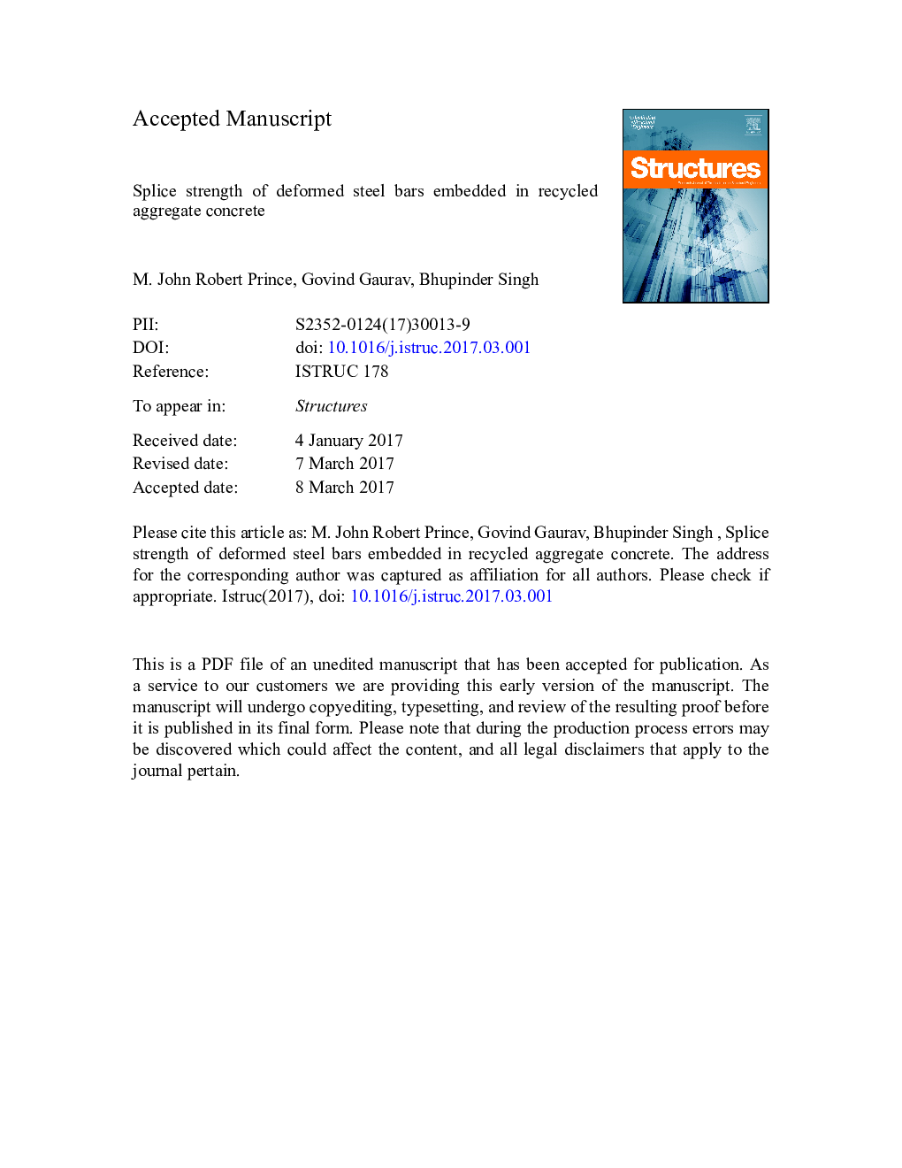 Splice strength of deformed steel bars embedded in recycled aggregate concrete