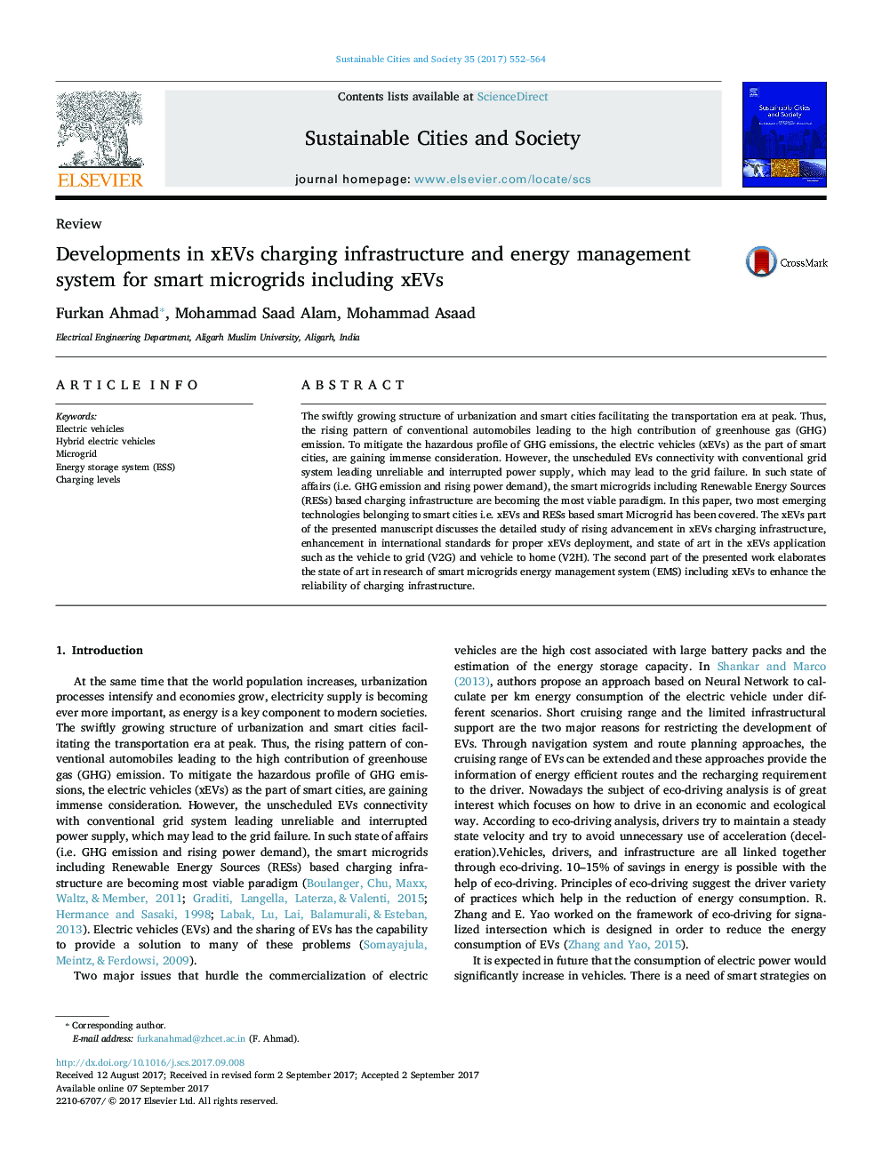 Developments in xEVs charging infrastructure and energy management system for smart microgrids including xEVs