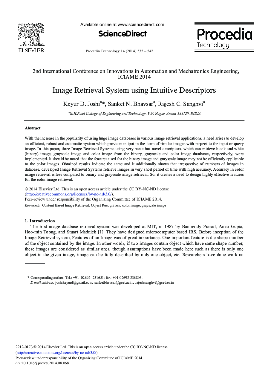 Image Retrieval System Using Intuitive Descriptors 