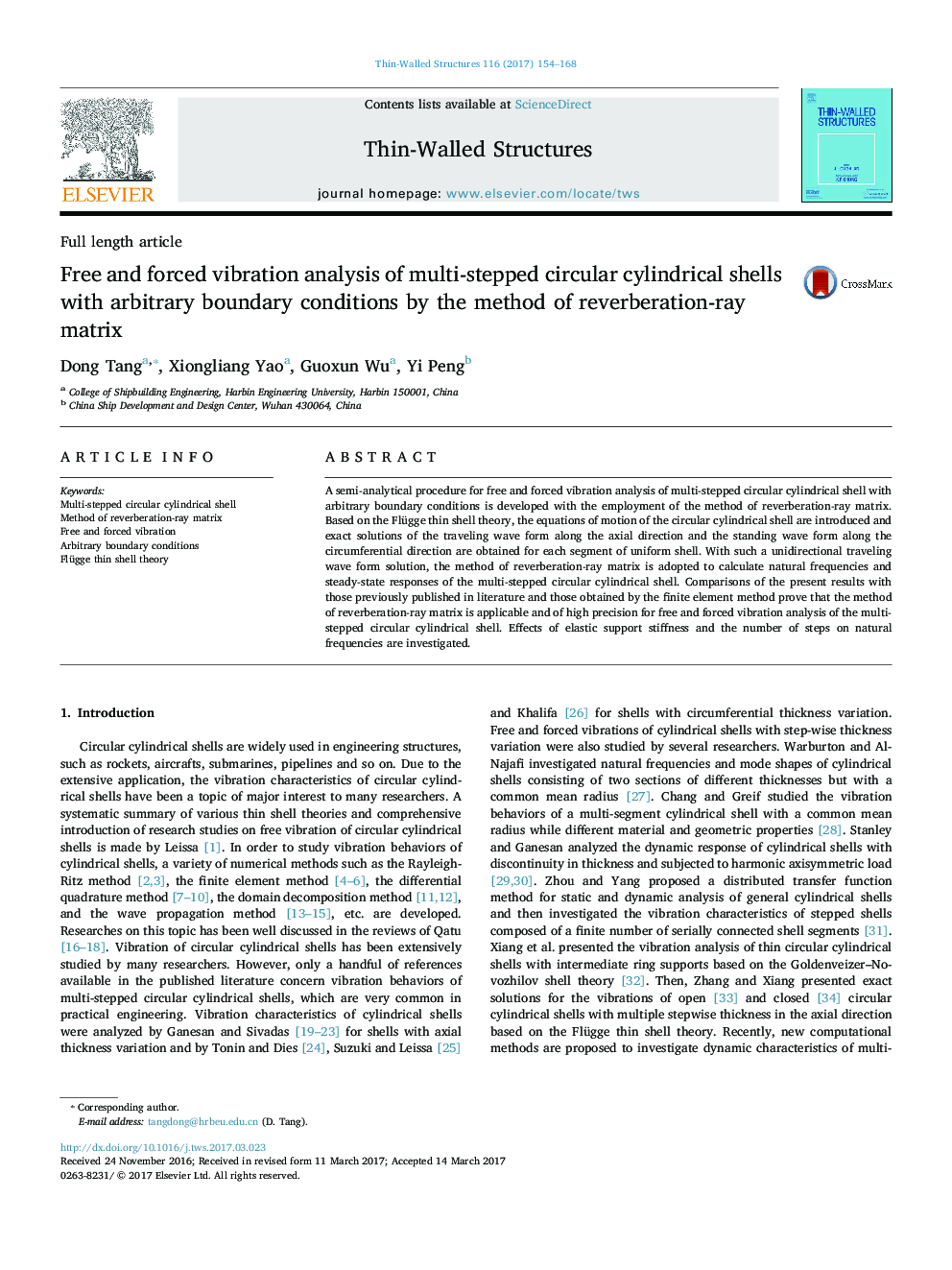 Free and forced vibration analysis of multi-stepped circular cylindrical shells with arbitrary boundary conditions by the method of reverberation-ray matrix